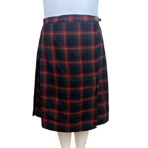 Lauren Ralph Lauren Womens Red & Green Plaid Kilt Skirt With Buckle Size 16